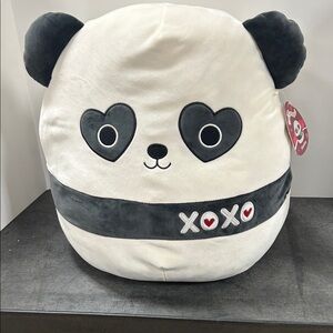 Original Squishmallows Stanley Black and White Panda Plush with Heart Eyes